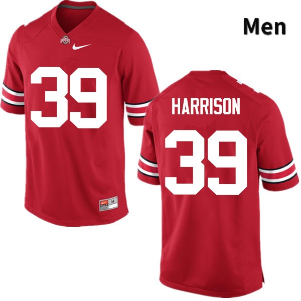 Ohio State Buckeyes Malik Harrison Men's #39 Red Game Stitched College Football Jersey